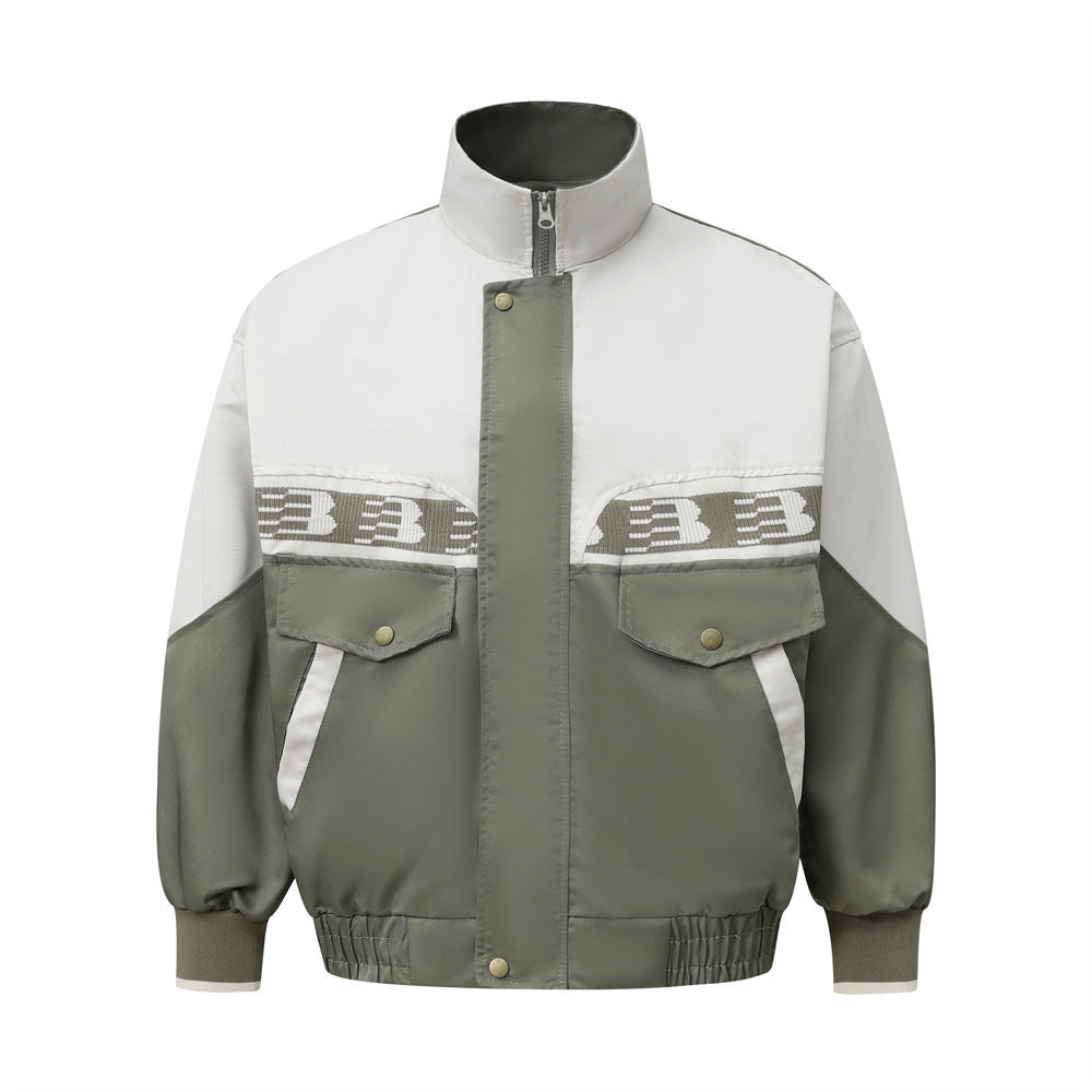 Loose Color Contrast Patchwork Fashion Jacket