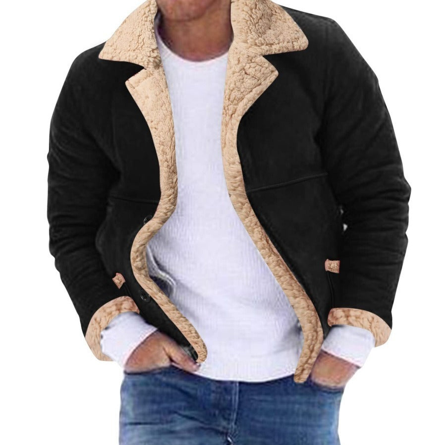 Fashion Men's Fur Fleece-lined Padded Jacket