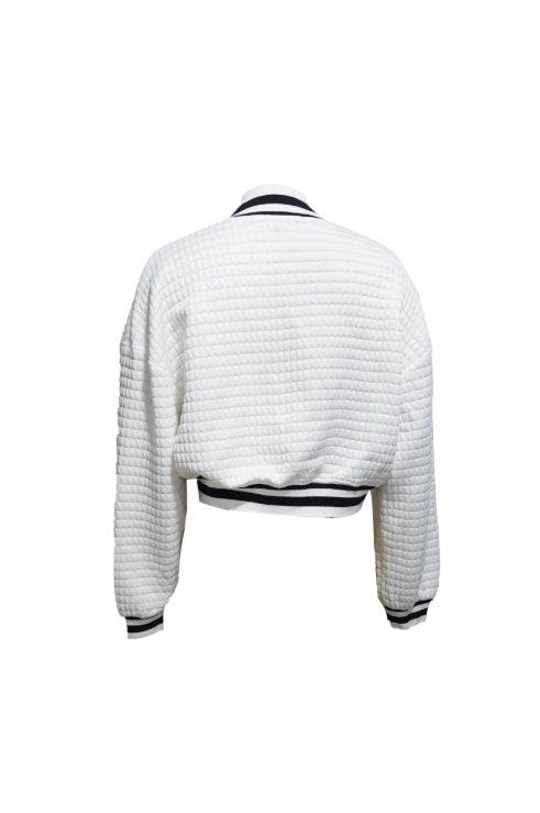 Contrast Long Sleeve Button Elegant Women's Jacket