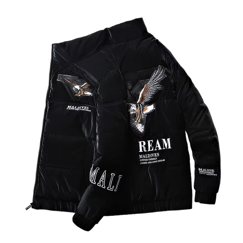 Winter Men'S Casual Big Size 5XL Warm Coat Fashion Male Black Eagle Embroidery High Quality Overcoat Jacket Drop Shipping