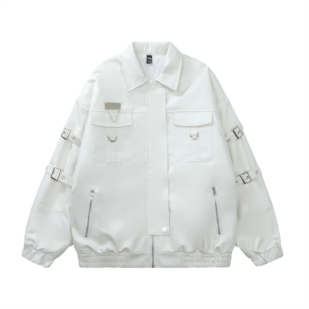 Lace-up Motorcycle Leather Coat